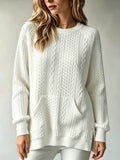 Women's Mock Neck Ruffles Long Sleeve Knitted Bottoming Solid Pullovers Stripe Oversized Casual Sweater