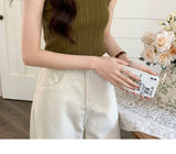 AOSSVIAO 2026 Korea Knitted Vests Women Top O-neck Solid Tank Blusas