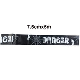 Orange Halloween Caution Tape  Black Skull Haunted House Warning Decor