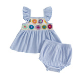 Toddler Kids Baby Girls Summer Flower Tanks Tops + Shorts