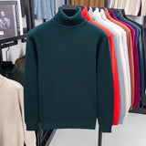 Men's High-Neck Knitted Turtleneck Slim-Fit Long-Sleeve Anti-pilling Casual Elegant Plain Sweater