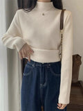 Women's Turtleneck Winter Sweater, Retro Velvet Lining, Thickened Pullovers, Basics, Inner Wear/Top.