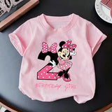 Minnie Mouse Girl Number T-Shirt Pink Birthday Party Clothes