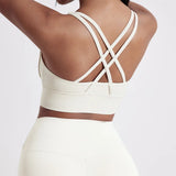Women's Fitness Sport bra top cross back With chest pad
