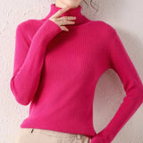 Women's High-Neck Knitted Turtleneck Slim-Fit Long-Sleeve Anti-Pilling Casual Elegant Plain Sweater