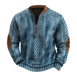 Men’s Rhombus Texture Half-Zip Sweatshirt – Fall Winter Pullover