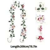 Christmas Greenery Garland with Lily & Red Berries for Mantel Decor