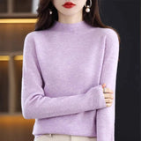 Women's Solid Long-Sleeve Half-high-collar basic warm bottoming shirts/sweater