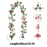 Christmas Greenery Garland with Lily & Red Berries for Mantel Decor