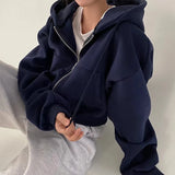 Women's Y2K Zip Up Hoodie Casual Long Sleeve Sweatshirt