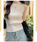 AOSSVIAO 2026 Korea Knitted Vests Women Top O-neck Solid Tank Blusas