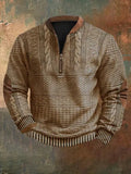 Men’s 3D Printed – Stand Collar Long Sleeve Pullover Sweater