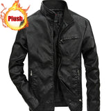 Men Autumn Winter Leather Jacket Coat Men's Retro Stand Collar Motorcycle Warm Fleece PU Leather Jacket for Men Clothes MY497