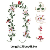 Christmas Greenery Garland with Lily & Red Berries for Mantel Decor