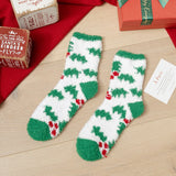 Christmas coral fleece warm and thick winter socks snowman floor socks