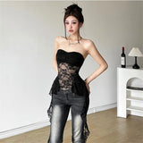 Sexy Lace Crop Top Women Slim Fit High Elastic Summer Tank