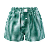 Women’s Y2K Retro Cleanfit Plaid Print Elastic Loungewear Loose Shorts