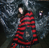 Women’s Goth Striped Sweater Y2K Grunge Emo Pullover Top