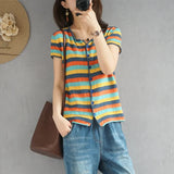 Fashionable Knitted Loose Thin Short-Sleeve Women's Top