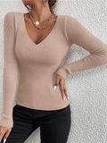 Women's V-Neck Knitted Turtleneck Slim-Fit Long-Sleeve Anti-Pilling Casual Elegant Plain Sweater