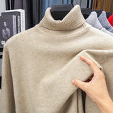 Men's High-Neck Knitted Turtleneck Slim-Fit Long-Sleeve Anti-pilling Casual Elegant Plain Sweater