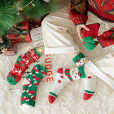 Christmas coral fleece warm and thick winter socks snowman floor socks