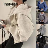 Women's Y2K Zip Up Hoodie Casual Long Sleeve Sweatshirt