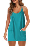 Summer Sleeveless Vest Dress Pocket Sports Short Skirt