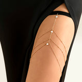 IngeSight.Z Pearl Tassel Thigh Chain Women Adjustable Leg