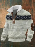 Men's Long Sleeve Half Zipper Pullover Top Autumn Stand-Up Collar Men's Half Placket Casual Zipper Long Sleeve Sweater