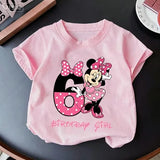 Minnie Mouse Girl Number T-Shirt Pink Birthday Party Clothes