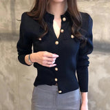 Women's Long Sleeve O-Neck Slim Fit Single-Breasted Button Cardigans Casual Knitted winter Sweater