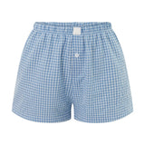 Women’s Y2K Retro Cleanfit Plaid Print Elastic Loungewear Loose Shorts