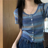 Ice Silk Short Sleeve Open Cardigan Women's Top Rainbow