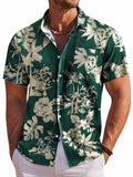 Men's Short-Sleeve Hawaiian Botanical Flower Print Shirt