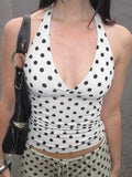 Summer Polka Dots Halter Tops for Women Sexy Slim Crop Top