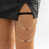 IngeSight.Z Pearl Tassel Thigh Chain Women Adjustable Leg