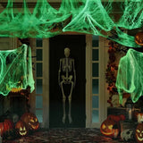 Halloween Glow in Dark Fake Cobwebs, Spider-Stretchy Spooky Web Decor