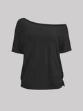 Women Casual One-Shoulder Ruched T-Shirt Summer Short-Sleeved