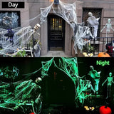 Halloween Glow in Dark Fake Cobwebs, Spider-Stretchy Spooky Web Decor