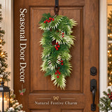 Christmas Greenery Garland with Lily & Red Berries for Mantel Decor