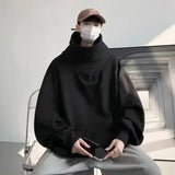 Winter Solid Color Ninja Turtleneck Hoodies For Women Y2K Vintage Fleece Sweatshirts Hip Hop Japanese Streetwear Oversized Hoodie