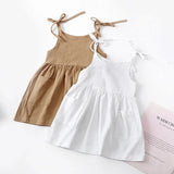Summer Toddler Girl Dress Solid Cotton Sleeveless Dress