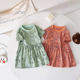 Sanlutoz Kids Girls Cotton Dress Short Sleeve Summer Style
