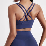 Women's Fitness Sport bra top cross back With chest pad