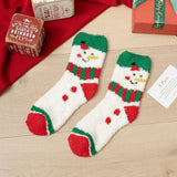 Christmas coral fleece warm and thick winter socks snowman floor socks