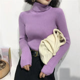 Women’s Ribbed Turtleneck Sweater Long Sleeve Warm Knit