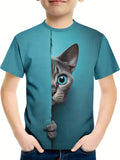 Cat Print Cartoon Casual Children's Clothing for Girls' Summer