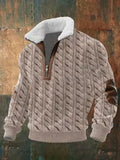 Men's Long Sleeve Half Zipper Pullover Top Autumn Stand-Up Collar Men's Half Placket Casual Zipper Long Sleeve Sweater