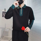 Men’s Half-Zip Polo Sweater – Loose Fit Long Sleeve Casual Top